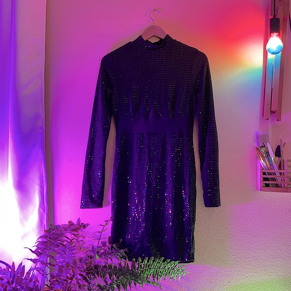 FashionNova Black Sequin Party Dress Size L